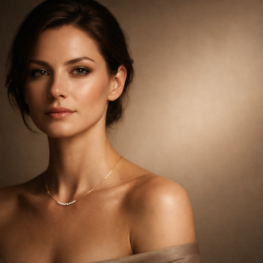 Woman wearing NAYRA Gold Necklace